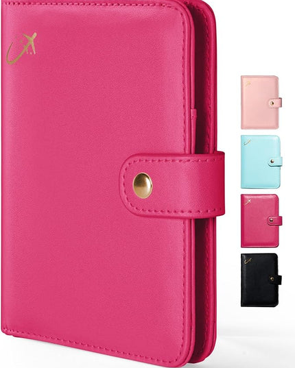 Forvencer Passport Holder with Money Pocket, RFID Blocking Passport Wallet Cover for Travel, Premium Card Case, Waterproof Travel Accessories for Women Men, Hot Pink