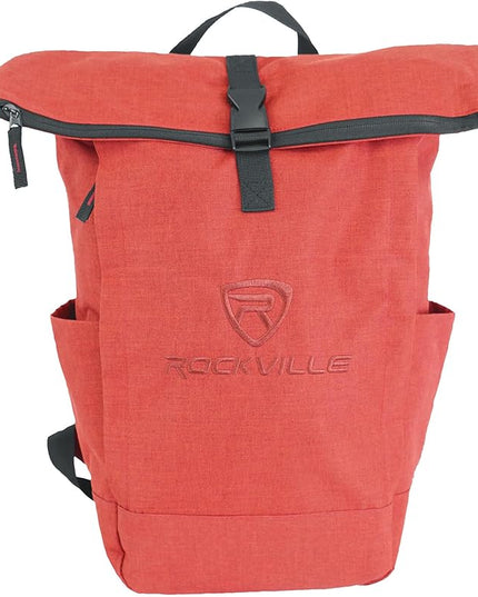 Rockville RPAK BURNED RED Backpack Bag, Padded 15" Laptop Pocket, Durable Nylon, Adjustable Straps, Hidden Zippered Compartment, Ideal for Daily Use and Gear Transport