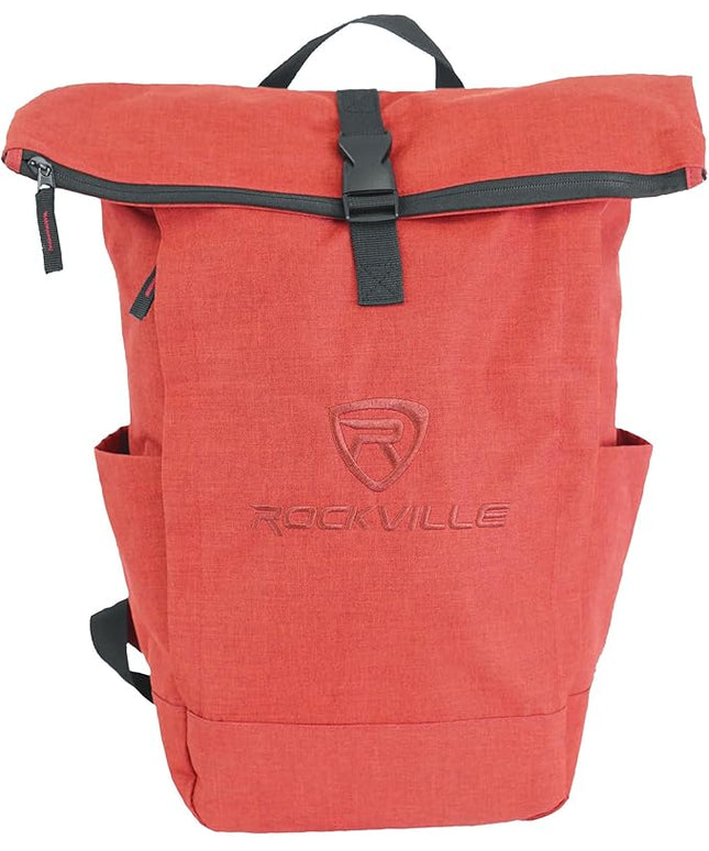 Rockville RPAK BURNED RED Backpack Bag, Padded 15" Laptop Pocket, Durable Nylon, Adjustable Straps, Hidden Zippered Compartment, Ideal for Daily Use and Gear Transport
