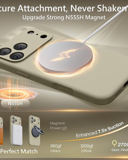 FireNova Magnetic for iPhone 17 Pro Case, Compatible with MagSafe, [Integrated Silicone Camera Control Button] [Camera Protection] Anti-Scratch Microfiber Lining Phone Case, 6.3", Khaki