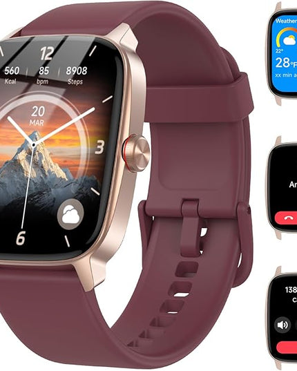Smart Watches for Women Men with Bluetooth Call & AI Voice, 1.85" HD Fitness Tracker with Heart Rate SpO2 Sleep Monitor, 100+ Sports Modes,Mini Games, IP68 Waterproof Smartwatch for Android iOS Phones