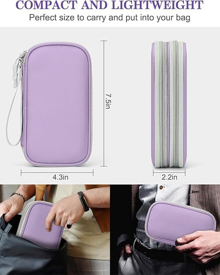 FYY Electronic Organizer, Travel Cable Organizer Bag Pouch Electronic Accessories Carry Case Portable Waterproof Double Layers All-in-One Storage Bag for Cable, Cord, Charger, Phone,-Light Purple