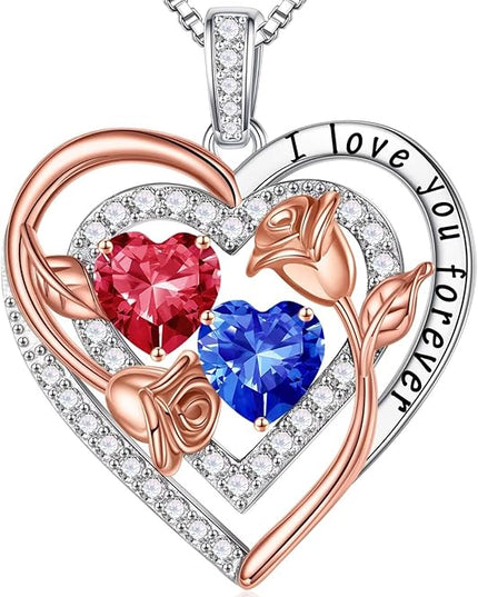 Iefil Christmas Gifts for Women - Sterling Silver Birthstone Necklace Anniversary Birthday Gifts for Her Wife Mom Daughter
