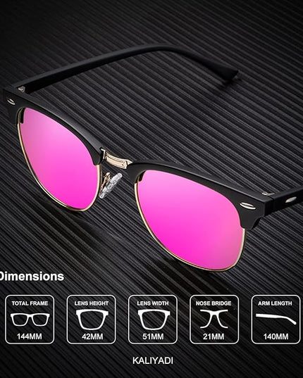 KALIYADI Polarized Sunglasses for Men and Women Semi-Rimless Frame Driving Sun glasses UV Blocking