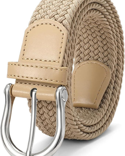 JASGOOD Women Elastic Braided Woven Belt Stretch Canvas Casual Belt 1.4'' for Golf Jeans Pants