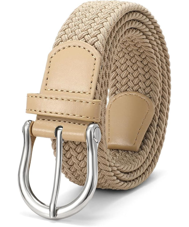 JASGOOD Women Elastic Braided Woven Belt Stretch Canvas Casual Belt 1.4'' for Golf Jeans Pants