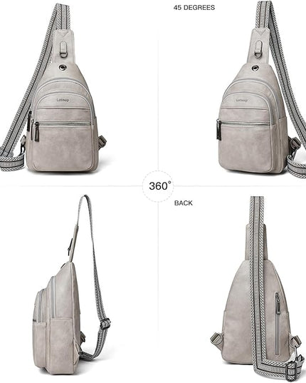 Sling Bag For Women Faux Leather Small Casual Daypack Backpack Fanny Pack Crossbody Chest Bags Purse