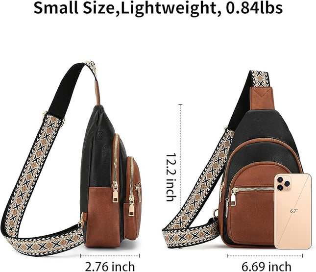 FALAN MULE Crossbody Bags for Women Trendy Leather Sling Chest Bag Fanny Packs for Women