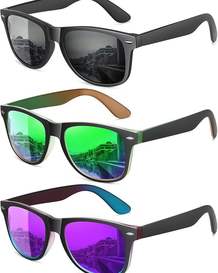 MEETSUN Polarized Sunglasses for Women Men Classic Retro Trendy Driving Sun Glasses UV400 Protection (3 Pack)