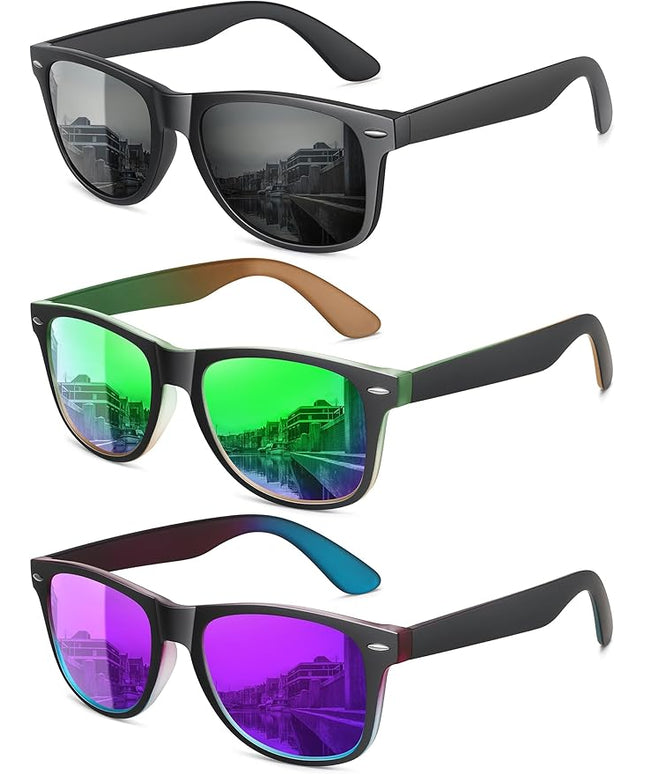 MEETSUN Polarized Sunglasses for Women Men Classic Retro Trendy Driving Sun Glasses UV400 Protection (3 Pack)