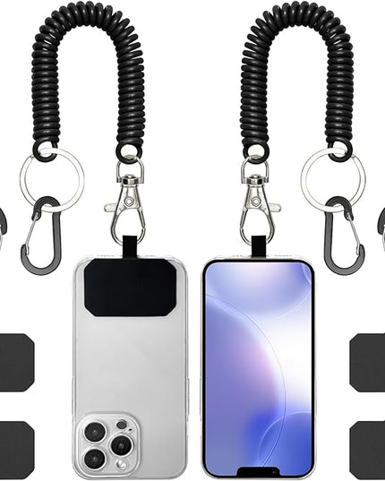 Phone Tether Lanyard Anti Theft Strap with Carabiner - Anti-Drop Outdoor Accessory for Skiing, Hiking, Cycling, Fishing & Climbing - Fit Most Cell Phones (Black+Black)