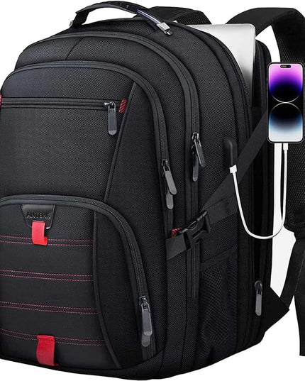 Extra Large Backpack, 18.4 Inch Travel Laptop Backpacks for Men Women with USB Port, 55L Anti Theft Water Resistant College Bussiness TSA Airline Approved Work Computer Backpack, Black