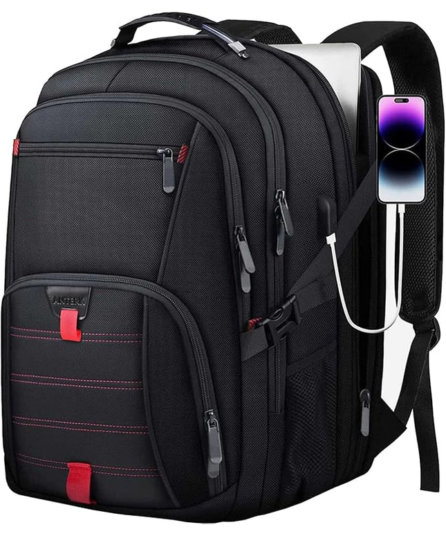 Extra Large Backpack, 18.4 Inch Travel Laptop Backpacks for Men Women with USB Port, 55L Anti Theft Water Resistant College Bussiness TSA Airline Approved Work Computer Backpack, Black