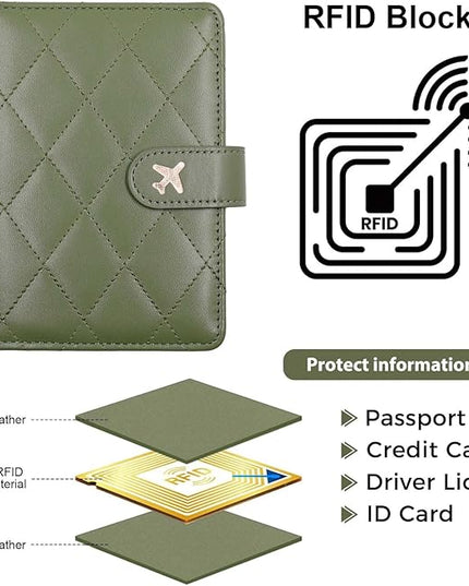 Melsbrinna Rfid Passport Holder for Travel women/Men, Cute Passport Wallet Rfid Blocking Card Slots, Rfid Passport Cover/CaseTravel Wallet, Passport Book Holder (1, LG GREEN)