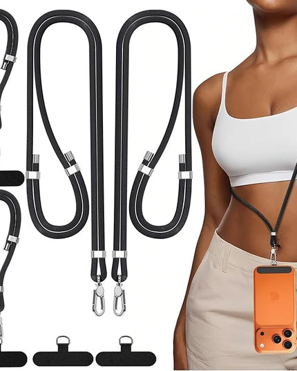 4-IN-1 Phone Lanyard + Wrist Strap, 2PCS Adjustable Length Cell Phone Lanyard with 2 Tether Tabs for iPhone,Smartphones