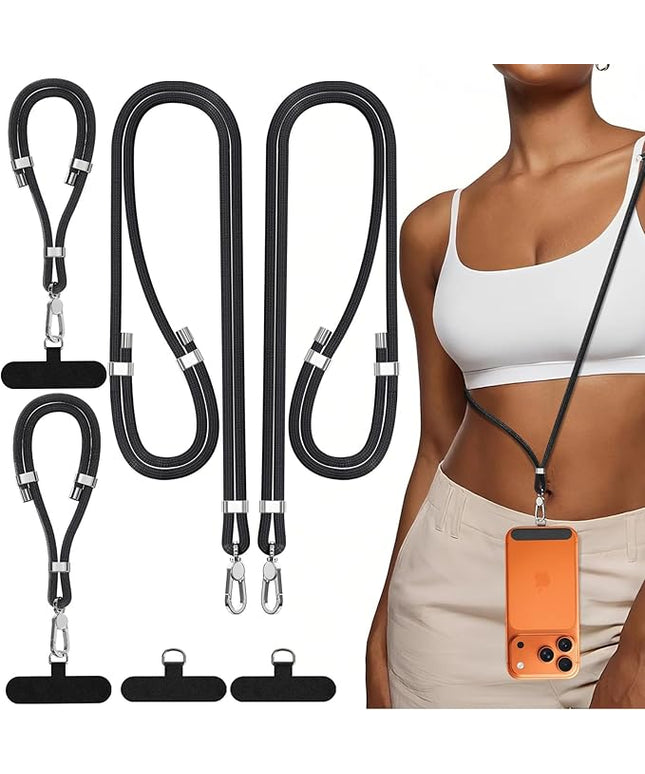4-IN-1 Phone Lanyard + Wrist Strap, 2PCS Adjustable Length Cell Phone Lanyard with 2 Tether Tabs for iPhone,Smartphones