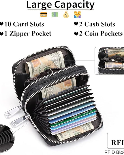 GOIACII Small Genuine Leather Wallet for Women, RFID Blocking Credit Card Holder Wallet