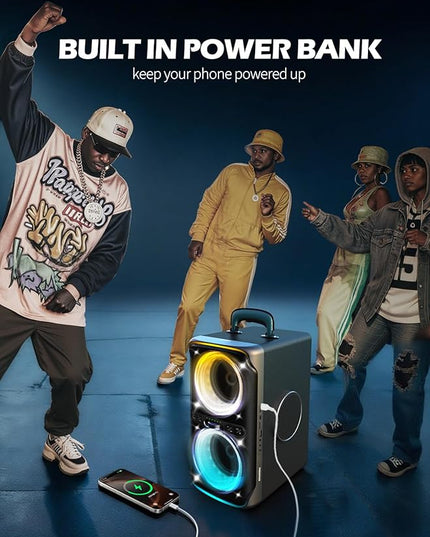 Party Bluetooth Speaker - 240W Peak Loud Speaker, Dazzling Light Show, Deep Bass, IPX4 Waterproof, 15H Battery, TWS Pairing, BT 5.3 Wireless, Portable for Home/Outdoor/Beach/Pool Party