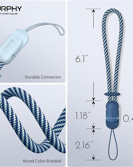 SURPHY 2 Pack Phone Lanyard for Cellphone Case, Phone Wrist Strap for Case, Cellphone Strap with 2-Color Braided, Charm Wrist Lanyard for Women and Men, Cloud Blue & Blue Jay