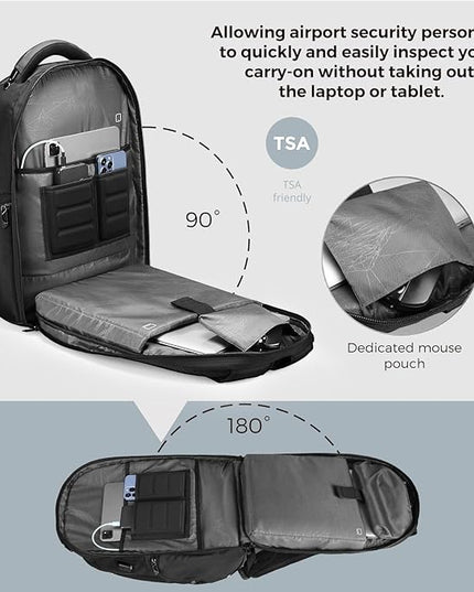 Swissdigital Design Men's Laptop Backpack, TSA Friendly USB Charging RFID Protection Backpack for College and Business, Fits 17" Laptops Black | SD1644FB-01