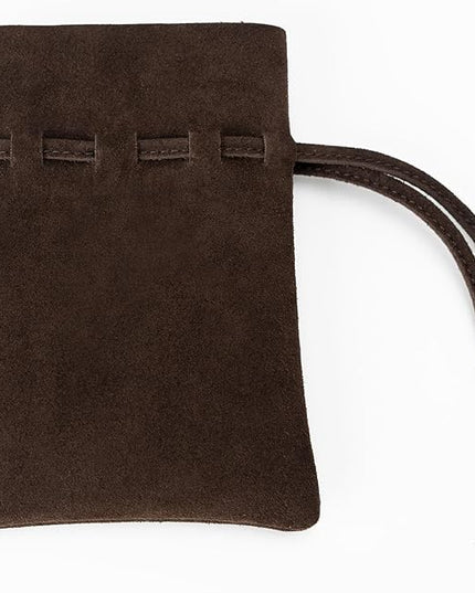 Medieval Drawstring Coin Pouch Bag, Leather Coin Pouch，Renaissance Drawstring Pouch Dice Bag, Small Coin Purse for Women/Men, Brown Swayze Suede