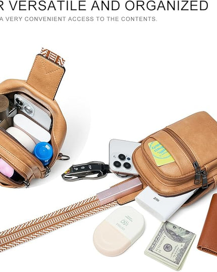 Sling Bag For Women Faux Leather Small Casual Daypack Backpack Fanny Pack Crossbody Chest Bags Purse