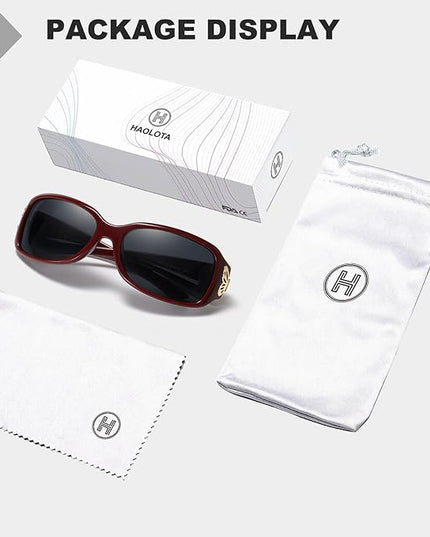 HAOLOTA Women's Polarized Sunglasses - Fashionable Wraparound Butterfly Design with UV400 Protection