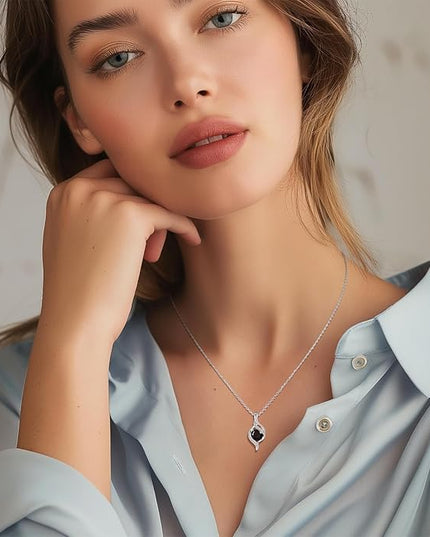 FANCIME Birthstone Necklace for Women Round Cubic Zirconia Necklace S925 Sterling Silver full Love Birthday Gifts for Mom Women