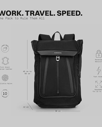 The Frenchie Co. - Work/Travel Speed Backpack - Expandable 23–30 liters - Laptop compartment with anti-theft magnetic closure - Ballistic nylon durable commuter pack