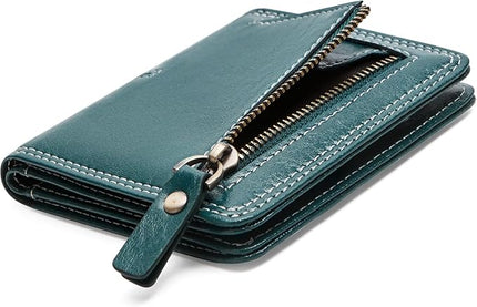 TFKGS rfid wallet women Slim Wallet for Womens wallet small wallets woman Thin Credit Card Holder for women Bifold Compact Pocket Ladies Mini Vegan Leather Blocking Green
