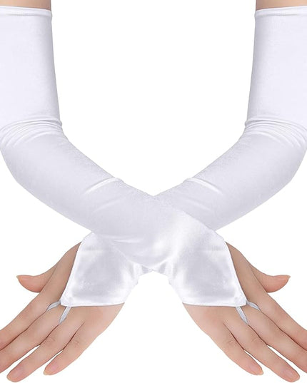 BABEYOND Long Opera Party 20s Satin Gloves Stretchy Adult Size Elbow Length