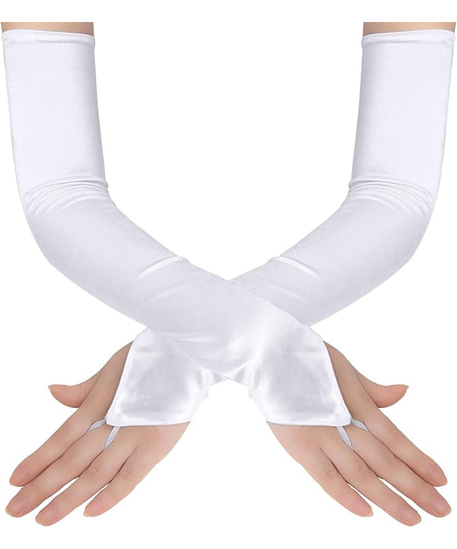 BABEYOND Long Opera Party 20s Satin Gloves Stretchy Adult Size Elbow Length