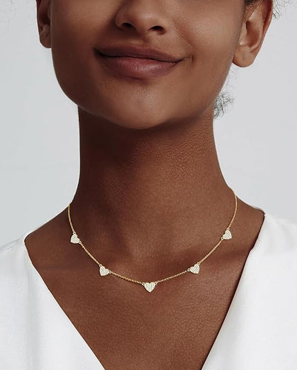 Cute Heart Necklace Dainty 18k Gold Plated Tiny Heart Pendant Choker Necklaces Small Gold Love Open Heart Chain Necklace for Women Simple Gold Necklace for Women Trendy Jewelry