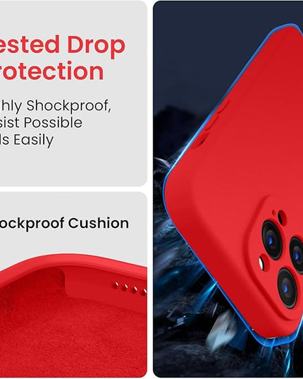 FireNova Designed for iPhone 13 Pro Max Case, Silicone [Camera Protection] Phone Case with [2 Screen Protectors], Soft Anti-Scratch Microfiber Lining Inside, 6.7 inch, Red