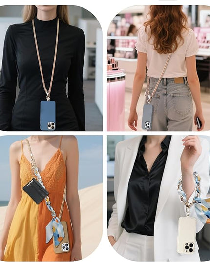 3-in-1 Versatile Phone Lanyard Crossbody,Cute Cell Phone Wristlet Strap with Wallet Pouch,Clip and Go Strap Chain for Phone