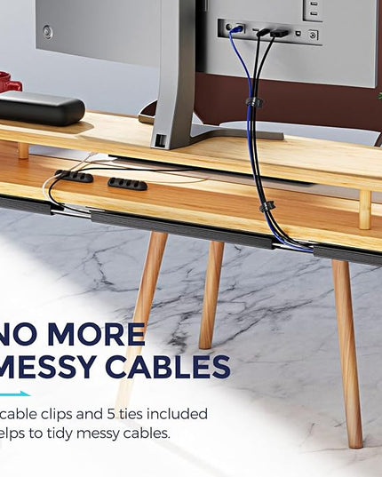 Delamu 2 Pack Safe & Tidy Cable Management Solution - Protect Kids & Pets with Home & Office Cable Management Under Desk, Cable Organizer, Cable Management Kit, Cord Organizer for Desk, 15.7in x 2