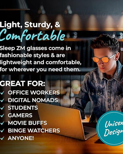100% Blue Light Blocking Glasses - Women + Men - Better Sleep - Anti Eye Strain Protection - Computer Screens Gaming