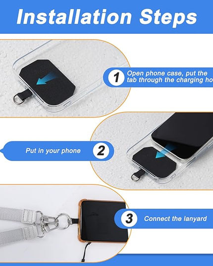 Phone Strap Crossbody with Detachable Wrist Strap Anti Theft Adjustable Women Cell Phone Lanyard with Tether Tabs, Lanyard for Phone, ID Badge, Camera, Travel Essentials - Black