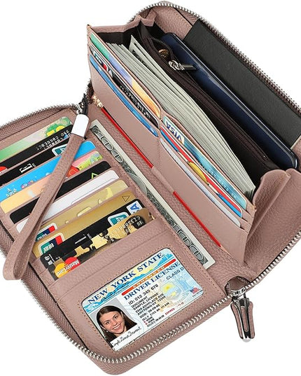 Lavemi Small Compact Women Wallet RFID Blocking Genuine Leather Bifold Purse with ID Windows