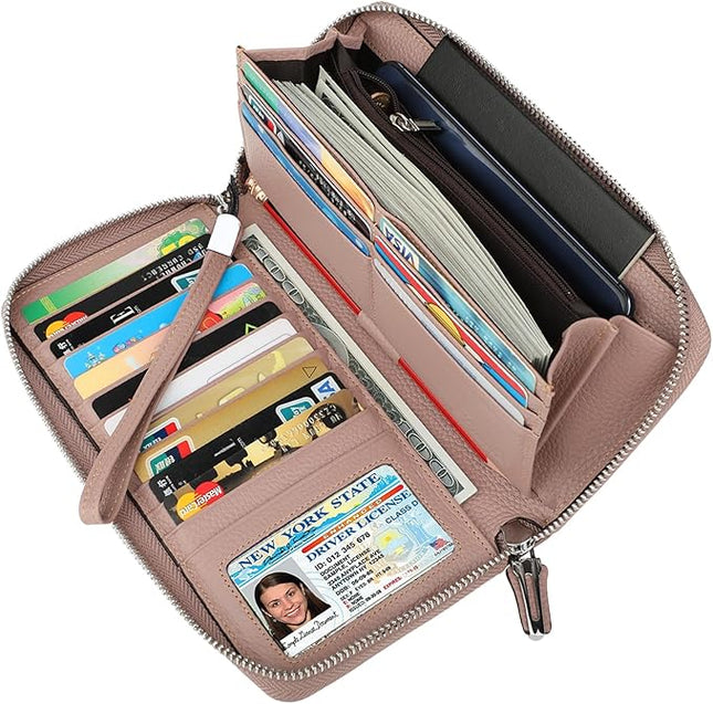 Lavemi Small Compact Women Wallet RFID Blocking Genuine Leather Bifold Purse with ID Windows