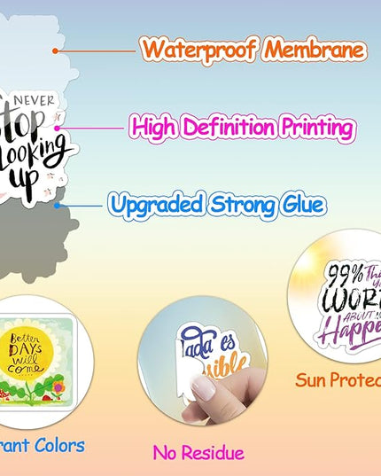 150Pcs Motivational Stickers for Kids Teens Students Teachers Planners Inspirational Quote Stickers Waterproof Vinyl Sticker for Water Bottles Laptop Scrapbook Journal