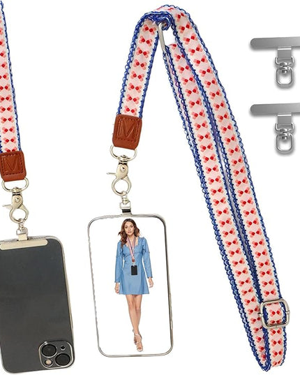 LEMEDE Wrist Keychain and Adjustable Phone Lanyard, Silver Hook Phone Crossbody Strap with 360° Rotating Phone Pads