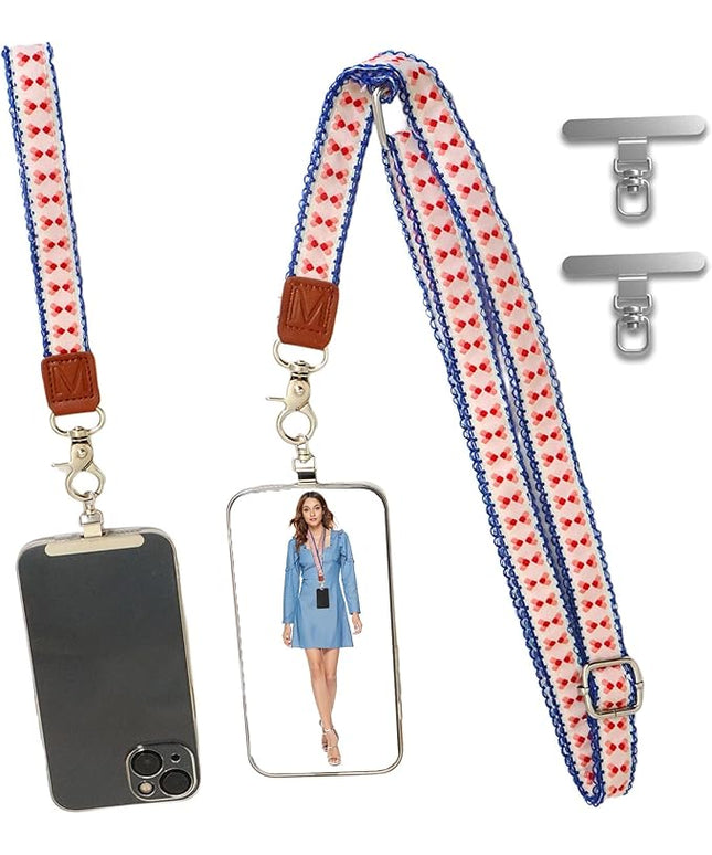 LEMEDE Wrist Keychain and Adjustable Phone Lanyard, Silver Hook Phone Crossbody Strap with 360° Rotating Phone Pads