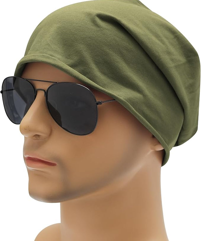 ZLYC Cotton Thin Slouchy Beanie Hat for Men Women Fashion Soft Stretch Knit Skull Cap