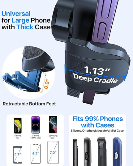 [2025 True Military-Grade] Car Phone Holder [Upgraded Strongest Suction & Clip] Cell Phone Mount for Dashboard Windshield Vent,Truck Cradle Stand for iPhone 16 Pro Max Samsung Android, Purple