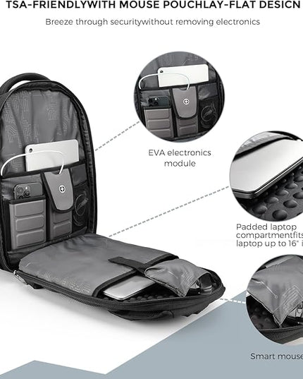Swissdigital Design Men's Laptop Backpack for Man，Large Capacity Business Travel Backpack Black/Brown | J14-32