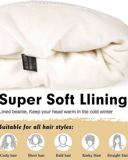 Wmcaps Winter Beanie for Men Women, Fleece Lined Beanie Soft Warm Knit Hat Ski Stocking Cuffed Cap