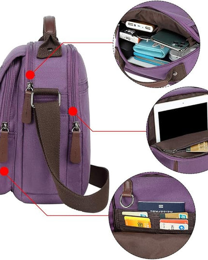 mygreen Small Canvas Crossbody Shoulder Bag Messenger Bag Work Bag