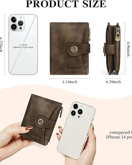 Blucoay Womens Wallet,RFID Blocking Wallet Women Soft Leather Bifold Wallets For Women Card Holder With Removable ID Window partridge