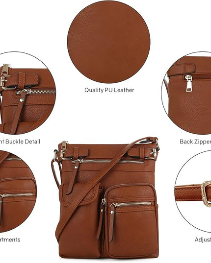 SG SUGU Katie Lightweight Medium Crossbody Bag Shoulder Bag with Multi Pocket for Women